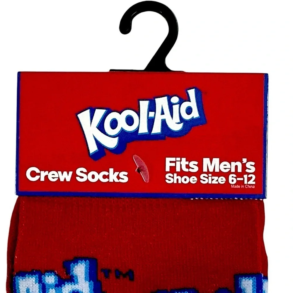 Kool Aid Crew Socks Mens Novelty Funny by Odd Sox Red Unisex OS Shoe Size 6-12